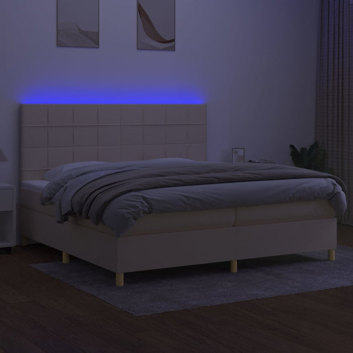 Letto a Molle Materasso e LED bianco 200x200cm in Tessuto cod mxl 63091