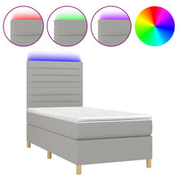 Letto a Molle Materasso e LED Grigio Chiaro 80x200 cm Tessuto cod mxl 38014