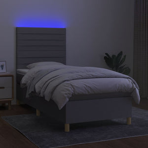 Letto a Molle Materasso e LED Grigio Chiaro 80x200 cm Tessuto cod mxl 38014