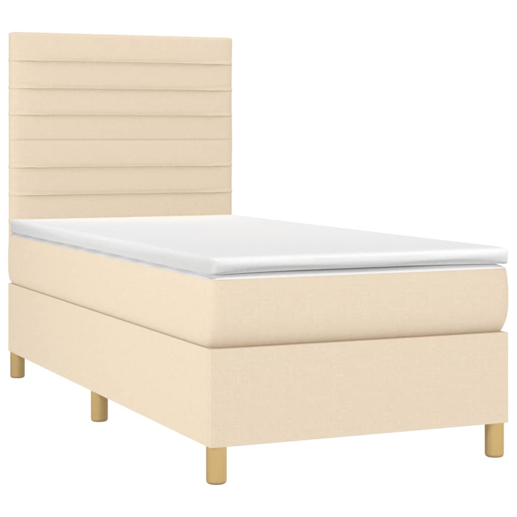Letto a Molle con Materasso e LED-Struttura Letto con Materasso Crema 80x200 cm in Tessuto 978623