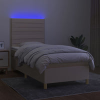 Letto a Molle con Materasso e LED Crema 80x200 cm in Tessuto cod mxl 58163