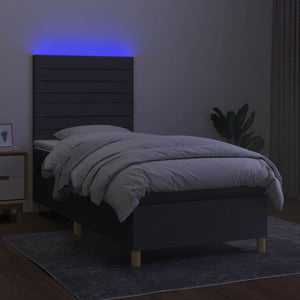 Letto a Molle Materasso e LED Grigio Scuro 90x190 cm in Tessuto cod mxl 62626