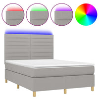 Letto a Molle Materasso e LED Grigio Chiaro 140x200 cm Tessuto 3135517