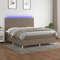 Letto a Molle con Materasso e LED Tortora 160x200 cm in Tessutocod mxl 99022