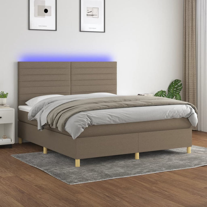 Letto a Molle con Materasso e LED Tortora 160x200 cm in Tessutocod mxl 99022