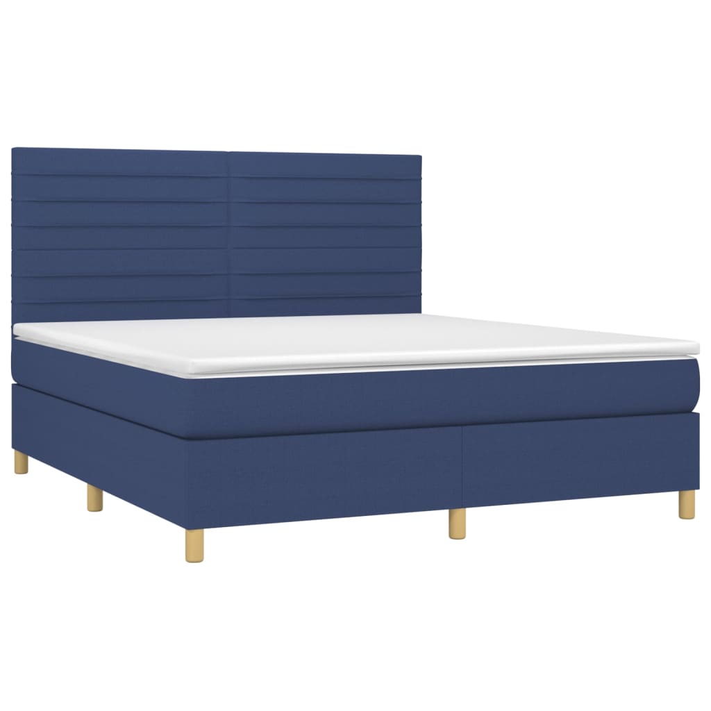 Letto a Molle con Materasso e LED Blu 180x200 cm in Tessuto 3135539