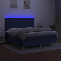 Letto a Molle con Materasso e LED Blu 180x200 cm in Tessuto 3135539
