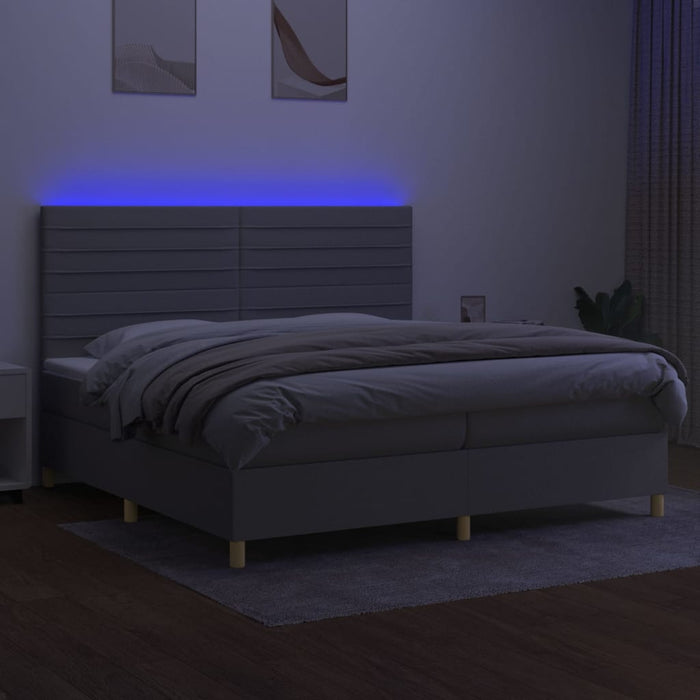 Letto a Molle Materasso e LED Grigio Chiaro 200x200 cm Tessuto 3135541