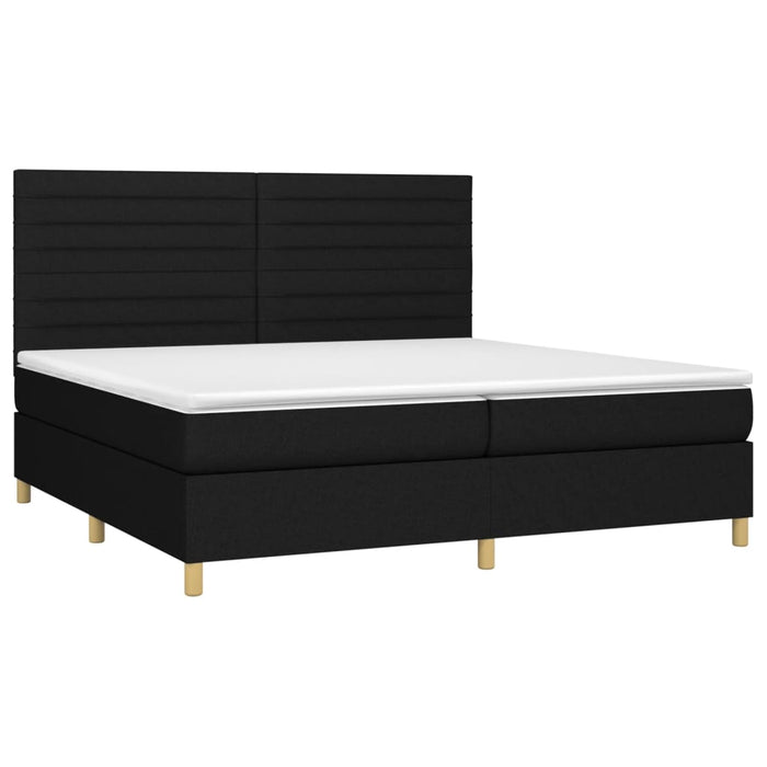 Letto a Molle Materasso e LED Nero 200x200cm in Tessuto 3135543
