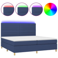 Letto a Molle Materasso e LED Blu 200x200cm in Tessuto 3135547