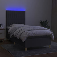 Letto a Molle Materasso e LED Grigio Scuro 90x190 cm in Tessuto cod mxl 60002