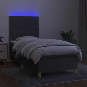 Letto a Molle Materasso e LED Grigio Scuro 90x190 cm in Tessuto cod mxl 60002