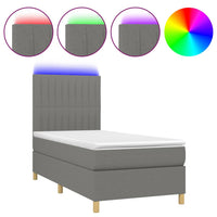 Letto a Molle Materasso e LED Grigio Scuro 100x200cm in Tessutocod mxl 99025