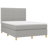 Letto a Molle Materasso e LED Grigio Chiaro 140x190 cm Tessuto 3135589