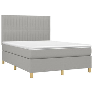 Letto a Molle Materasso e LED Grigio Chiaro 140x190 cm Tessuto 3135589