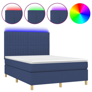 Letto a Molle con Materasso e LED Blu 140x190 cm in Tessuto 3135595