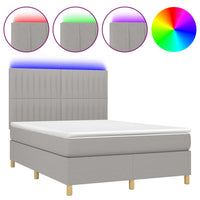 Letto a Molle Materasso e LED Grigio Chiaro 140x200 cm Tessutocod mxl 99020