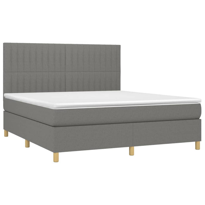 Letto a Molle Materasso e LED Grigio Scuro 160x200cm in Tessuto cod mxl 59554