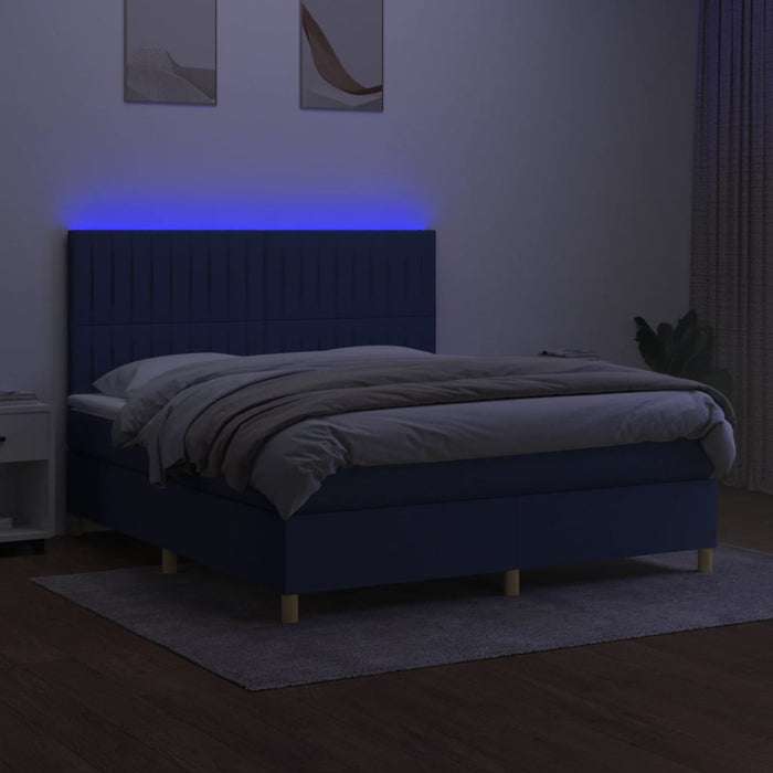 Letto a Molle con Materasso e LED Blu 180x200 cm in Tessuto 3135619