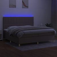Letto a Molle Materasso e LED tortora 200x200cm in Tessuto 3135625