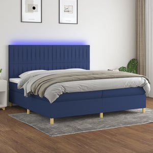 Letto a Molle Materasso e LED Blu 200x200cm in Tessuto cod mxl 33679