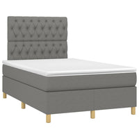 Letto a Molle Materasso e LED Grigio Scuro 120x200cm in Tessuto 3135662