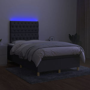 Letto a Molle Materasso e LED Grigio Scuro 120x200cm in Tessuto 3135662