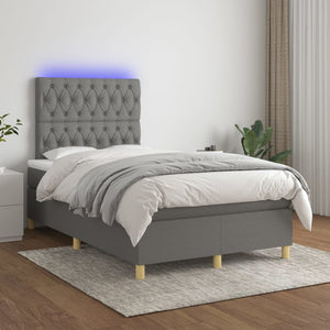 Letto a Molle Materasso e LED Grigio Scuro 120x200cm in Tessuto 3135662
