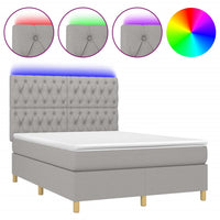 Letto a Molle Materasso e LED Grigio Chiaro 140x190 cm Tessuto 3135669