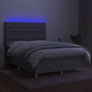 Letto a Molle Materasso e LED Grigio Chiaro 140x190 cm Tessuto 3135669
