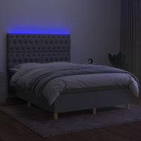 Letto a Molle Materasso e LED Grigio Chiaro 140x200 cm Tessuto 3135677