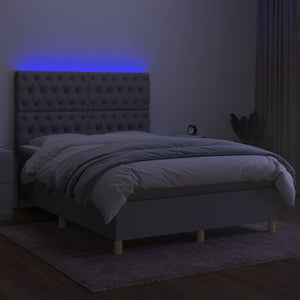 Letto a Molle Materasso e LED Grigio Chiaro 140x200 cm Tessuto 3135677