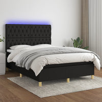 Letto a Molle con Materasso e LED Nero 140x200 cm in Tessuto 3135679