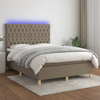 Letto a Molle con Materasso e LED Tortora 140x200 cm in Tessuto 3135681