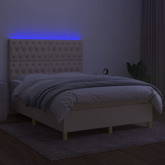 Letto a Molle con Materasso e LED Crema 140x200 cm in Tessuto cod mxl 59361