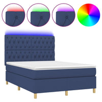Letto a Molle con Materasso e LED Blu 140x200 cm in Tessuto 3135683
