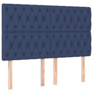 Letto a Molle con Materasso e LED Blu 140x200 cm in Tessuto