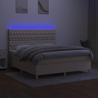 Letto a Molle con Materasso e LED Crema 180x200 cm in Tessuto 3135698