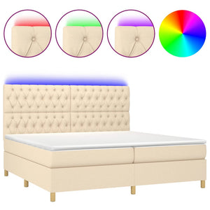 Letto a Molle Materasso e LED bianco 200x200cm in Tessuto