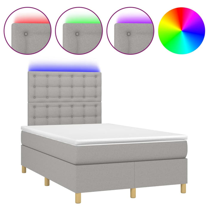 Letto a Molle Materasso e LED Grigio Chiaro 120x200 cm Tessuto 3135741