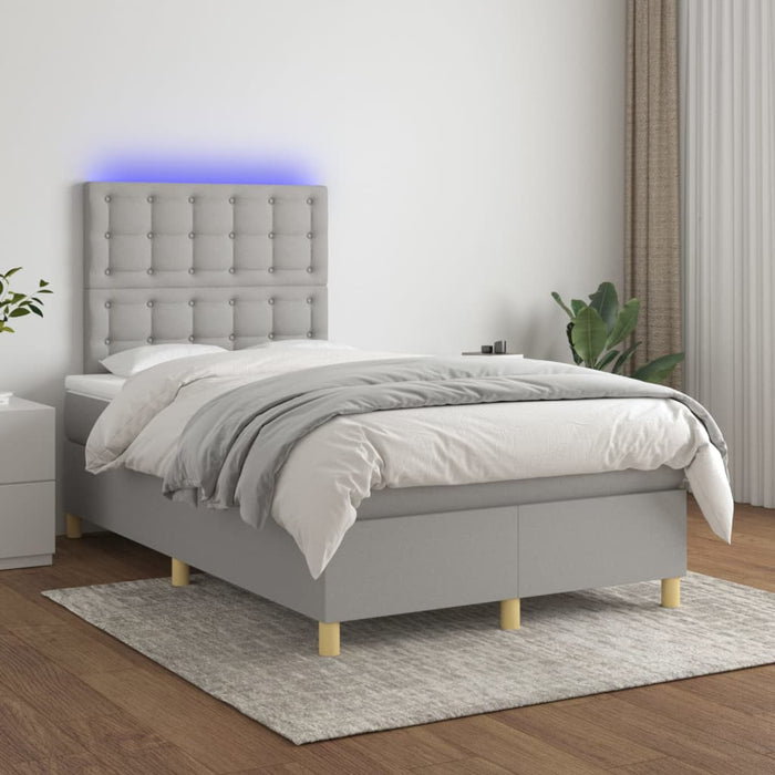Letto a Molle Materasso e LED Grigio Chiaro 120x200 cm Tessuto 3135741