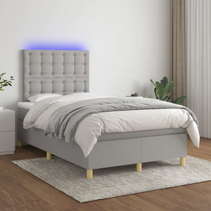 Letto a Molle Materasso e LED Grigio Chiaro 120x200 cm Tessuto 3135741