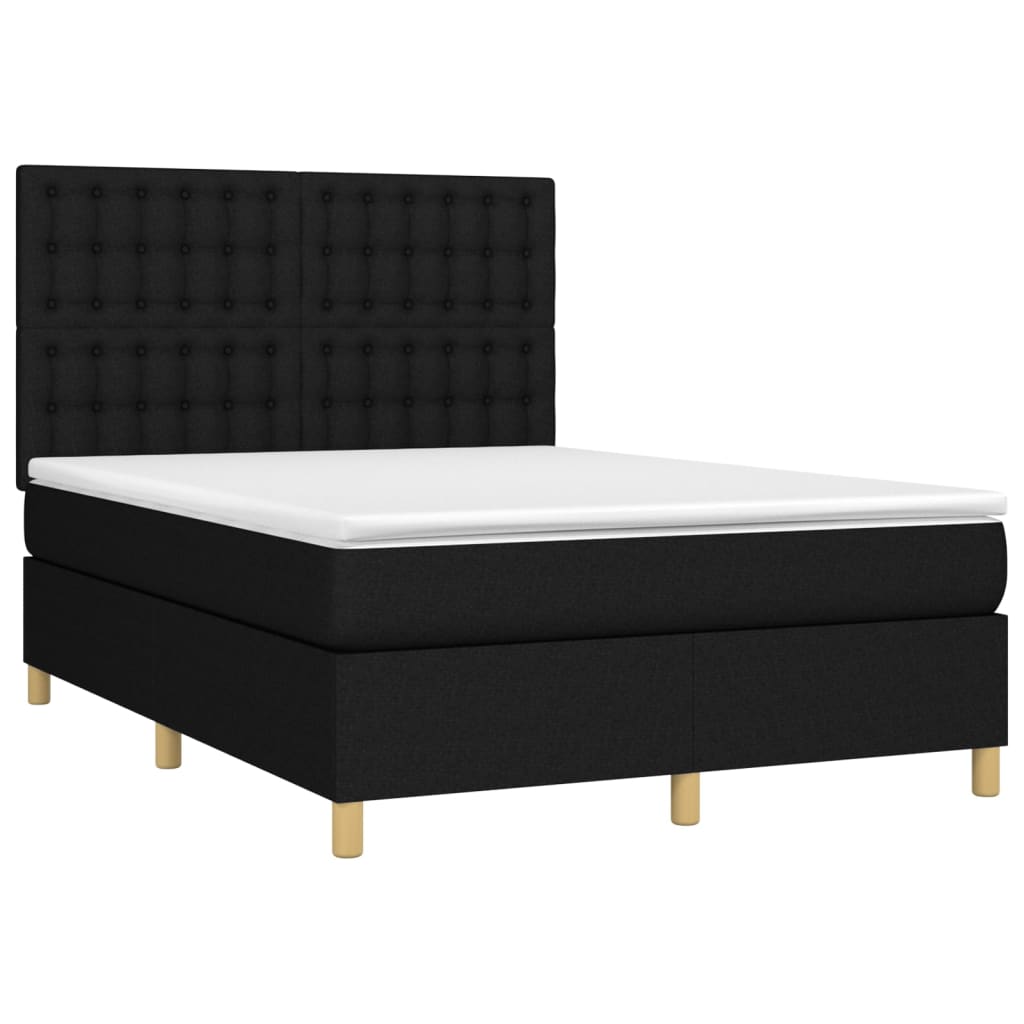 Letto a Molle con Materasso e LED Nero 140x190 cm in Tessutocod mxl 122982