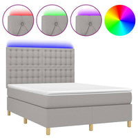 Letto a Molle Materasso e LED Grigio Chiaro 140x200 cm Tessuto 3135757