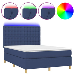 Letto a Molle con Materasso e LED Blu 140x200 cm in Tessuto 3135763