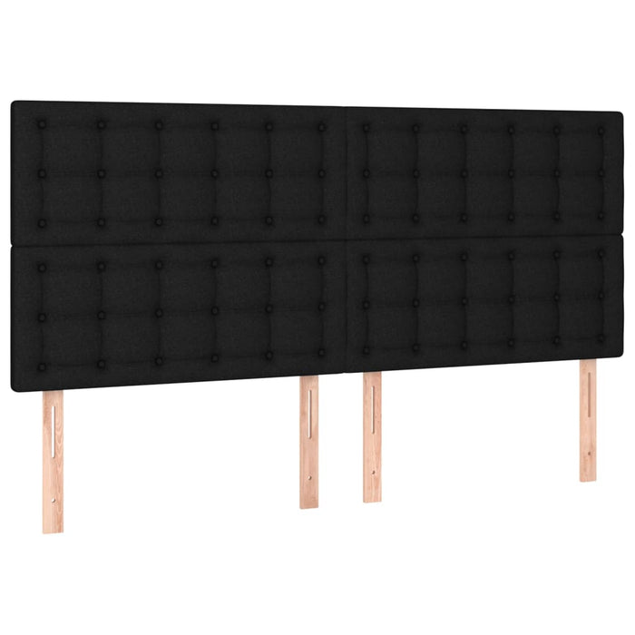 Letto a Molle con Materasso e LED Nero 160x200 cm in Tessuto