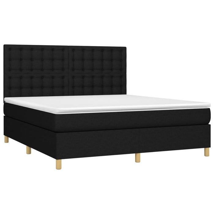 Letto a Molle con Materasso e LED Nero 180x200cm in Tessuto 3135775