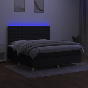 Letto a Molle con Materasso e LED Nero 180x200cm in Tessuto 3135775
