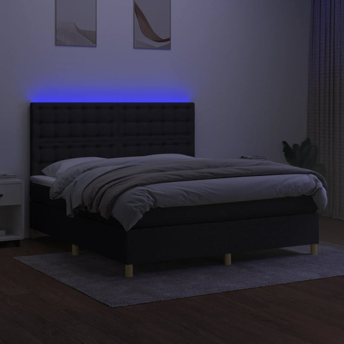Letto a Molle con Materasso e LED Nero 180x200cm in Tessuto 3135775