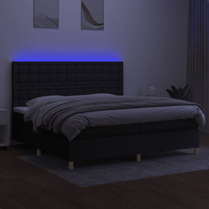 Letto a Molle Materasso e LED Nero 200x200cm in Tessuto cod mxl 62857